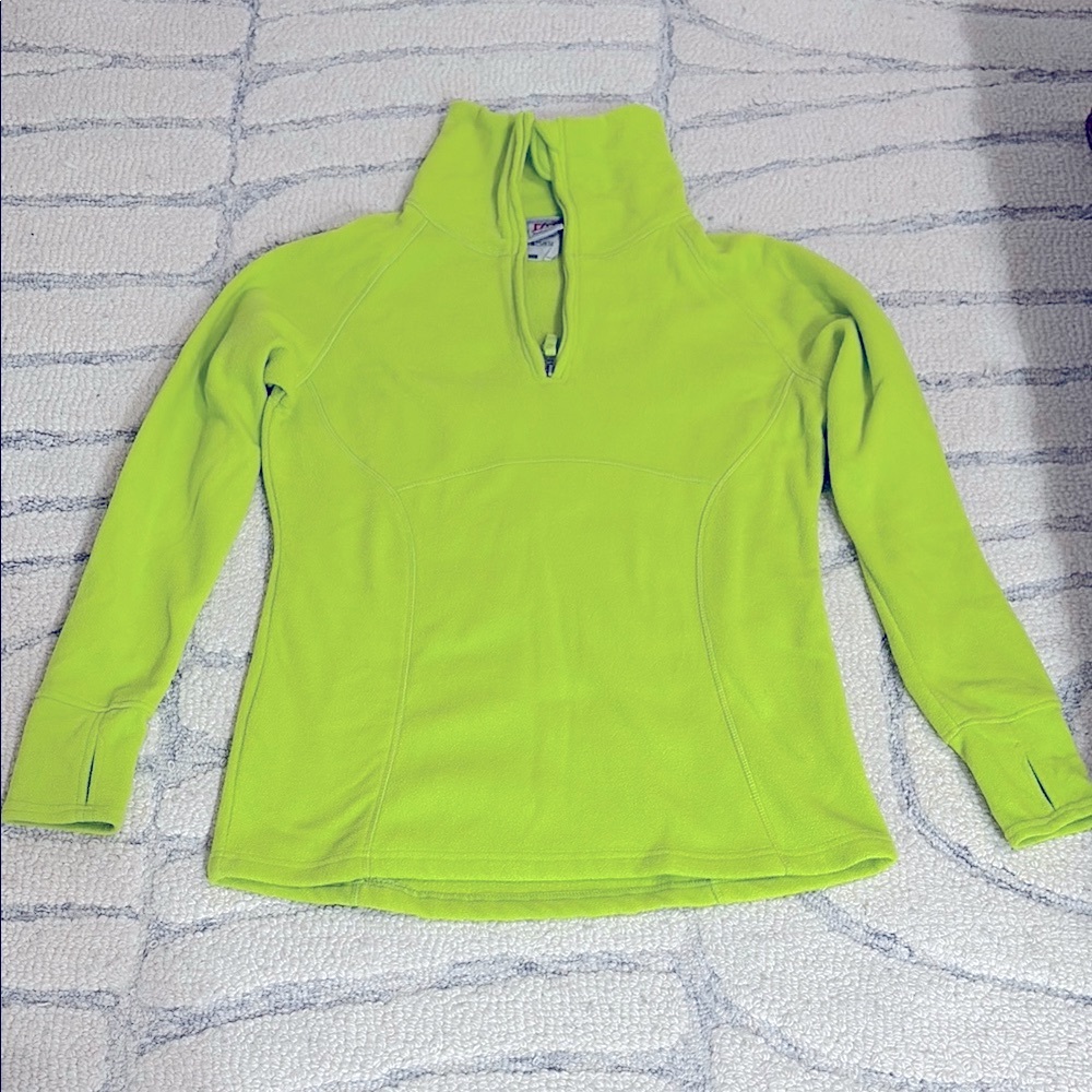 Bright Green Quarter-Zip Fleece Pullover